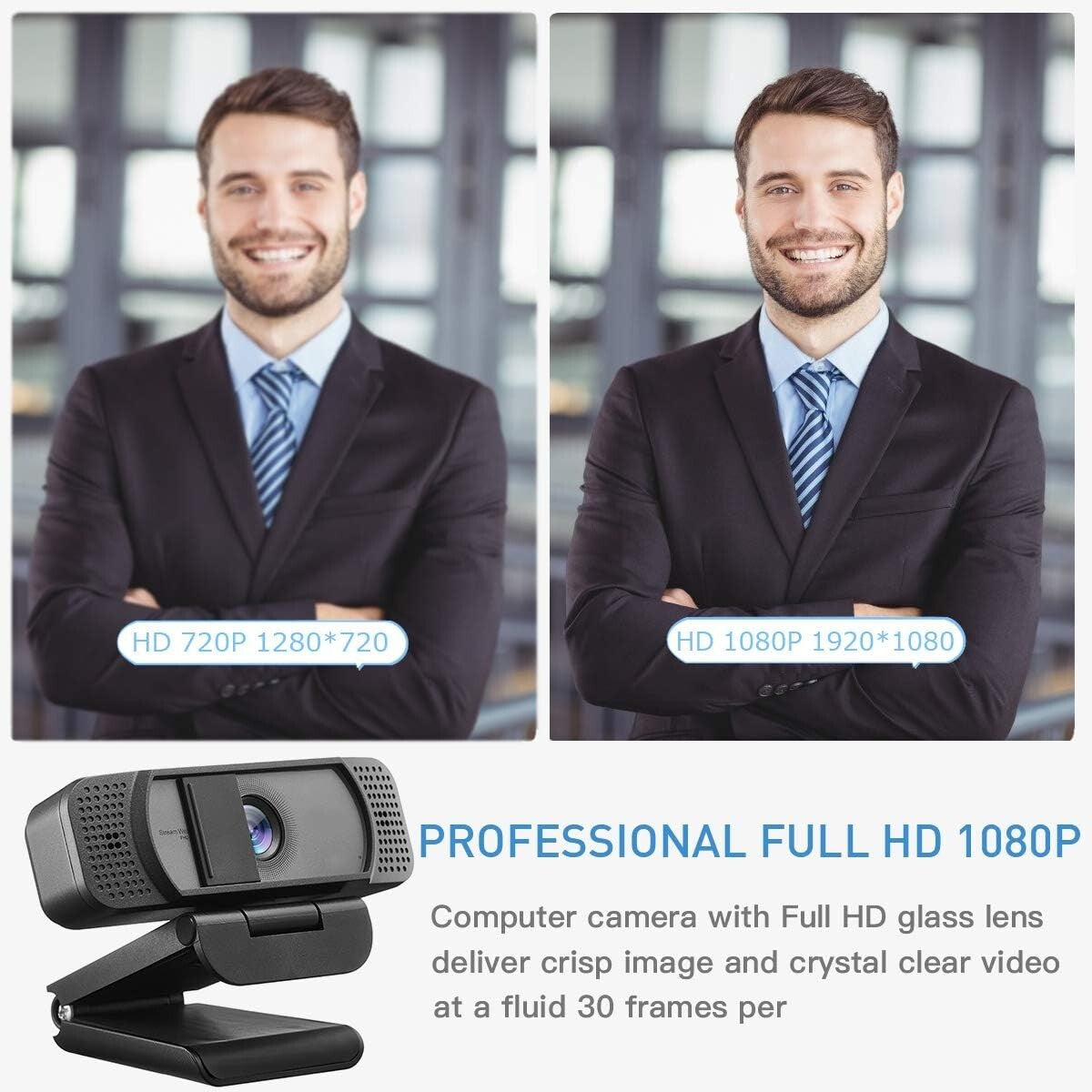 JETAKu Webcam HD 1080pStreaming Webcam w Privacy Cover Desktop Computer