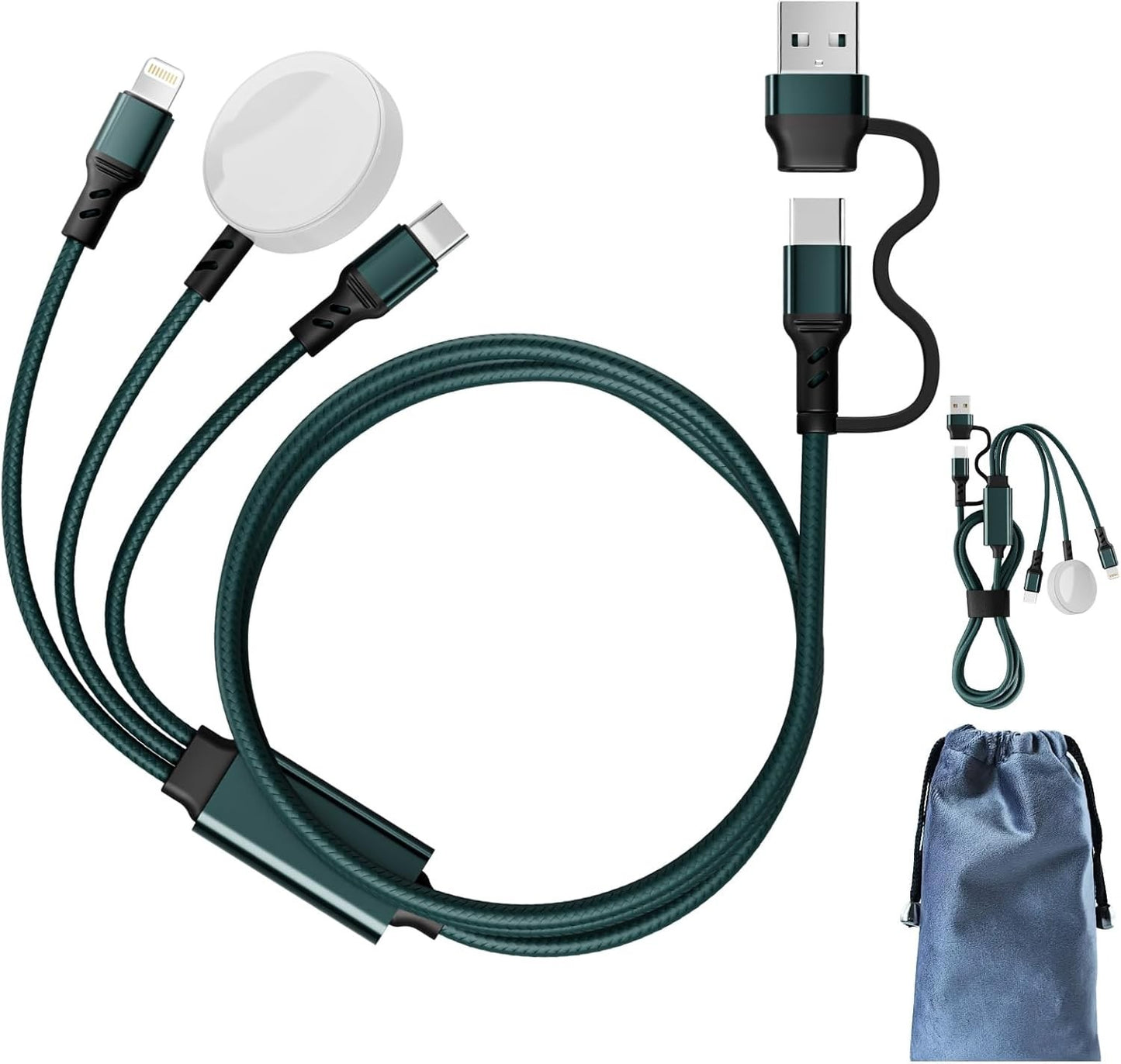 3-in-2 Charging Cable, Apple Watch & iPhone Fast Charger, Multi-Device Travel