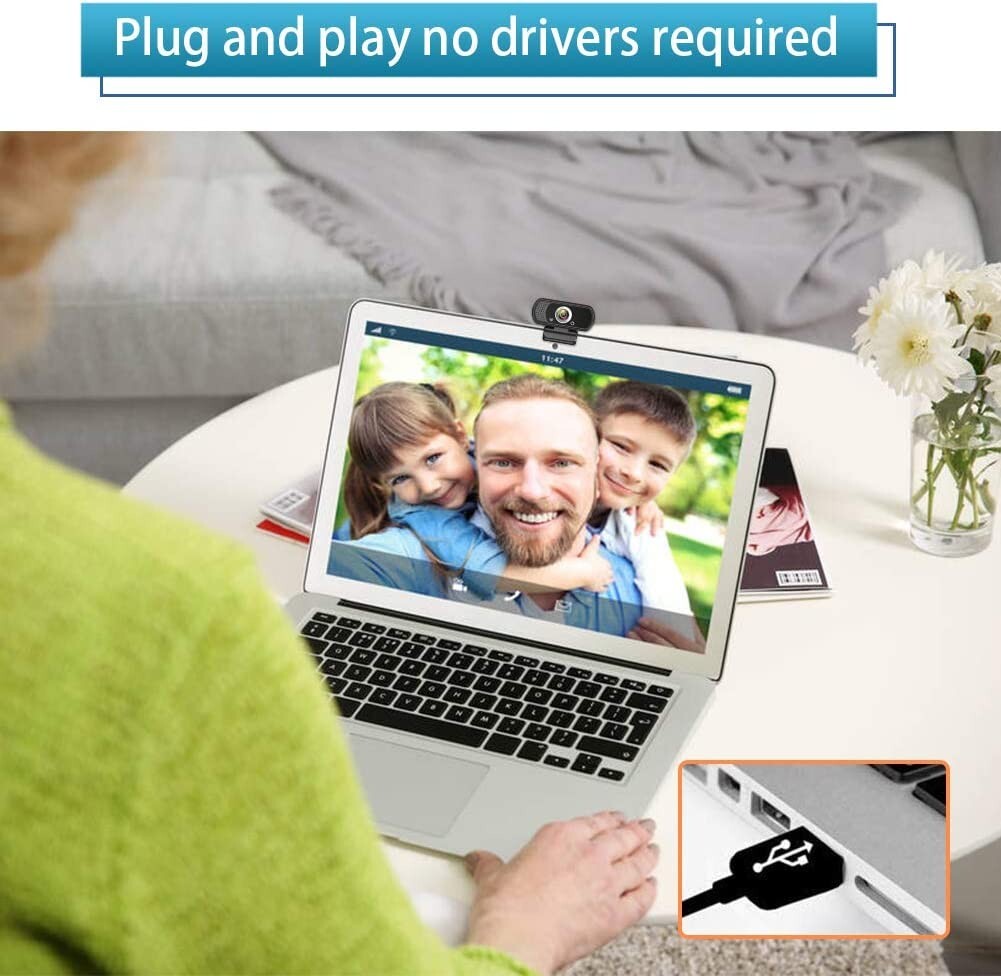 HZQDLN 1080P Webcam HD Webcam w Mic Desktop Laptop Camera w Degree