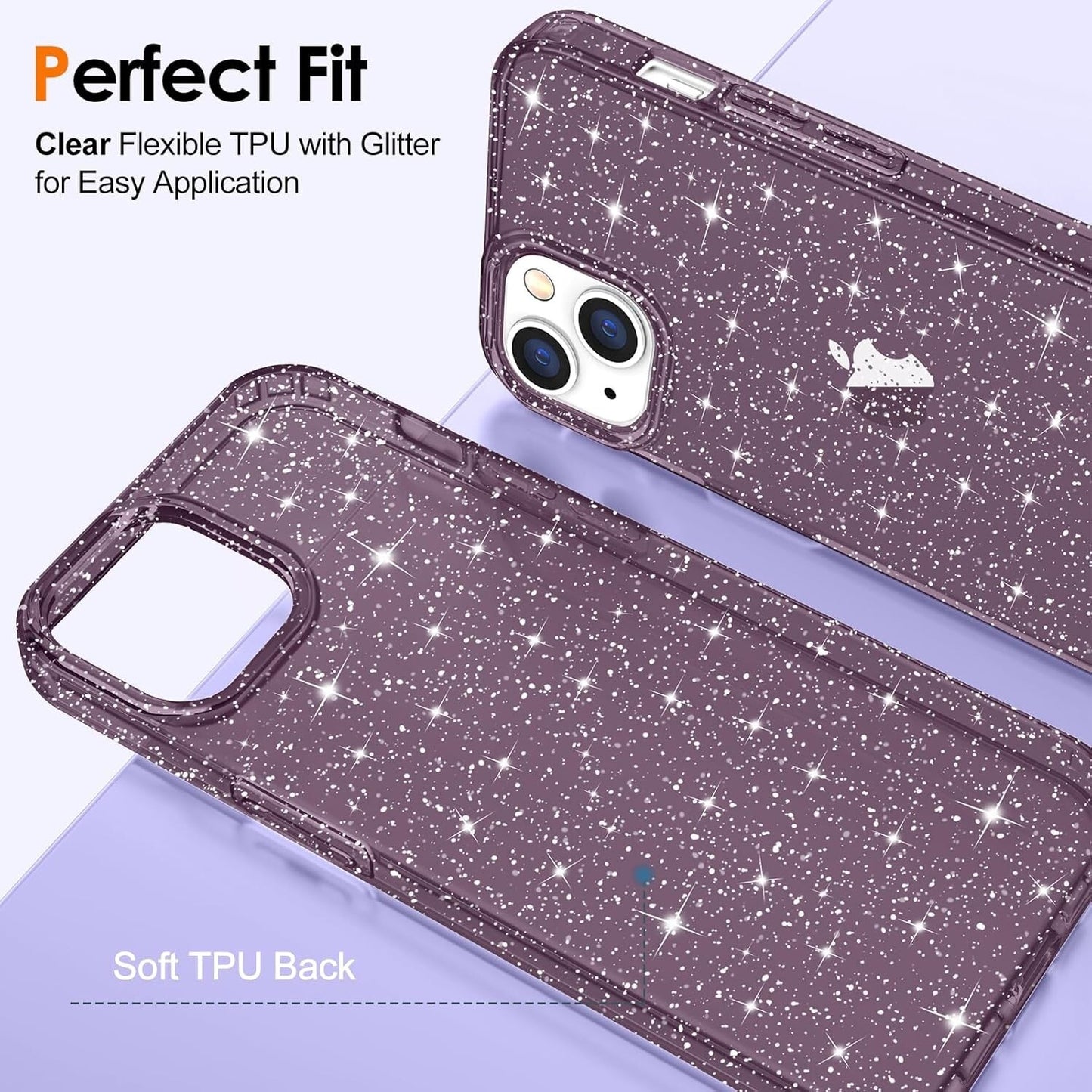 Hython iPhone 15 Plus Glitter Clear Glitter Sparkly Shiny AntiScratch