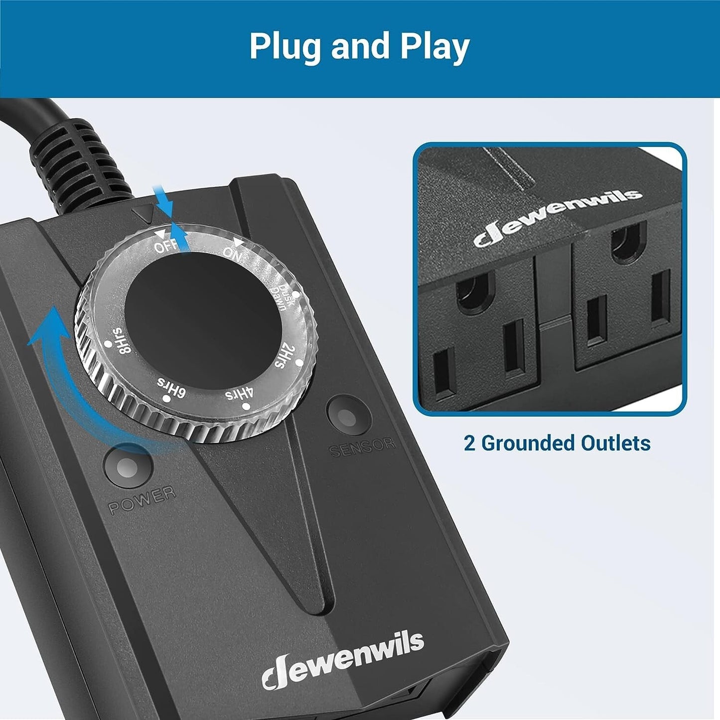 DEWENWILS Outdoor Light Timer Waterproof Plug in Timer Switch Electrical Outle
