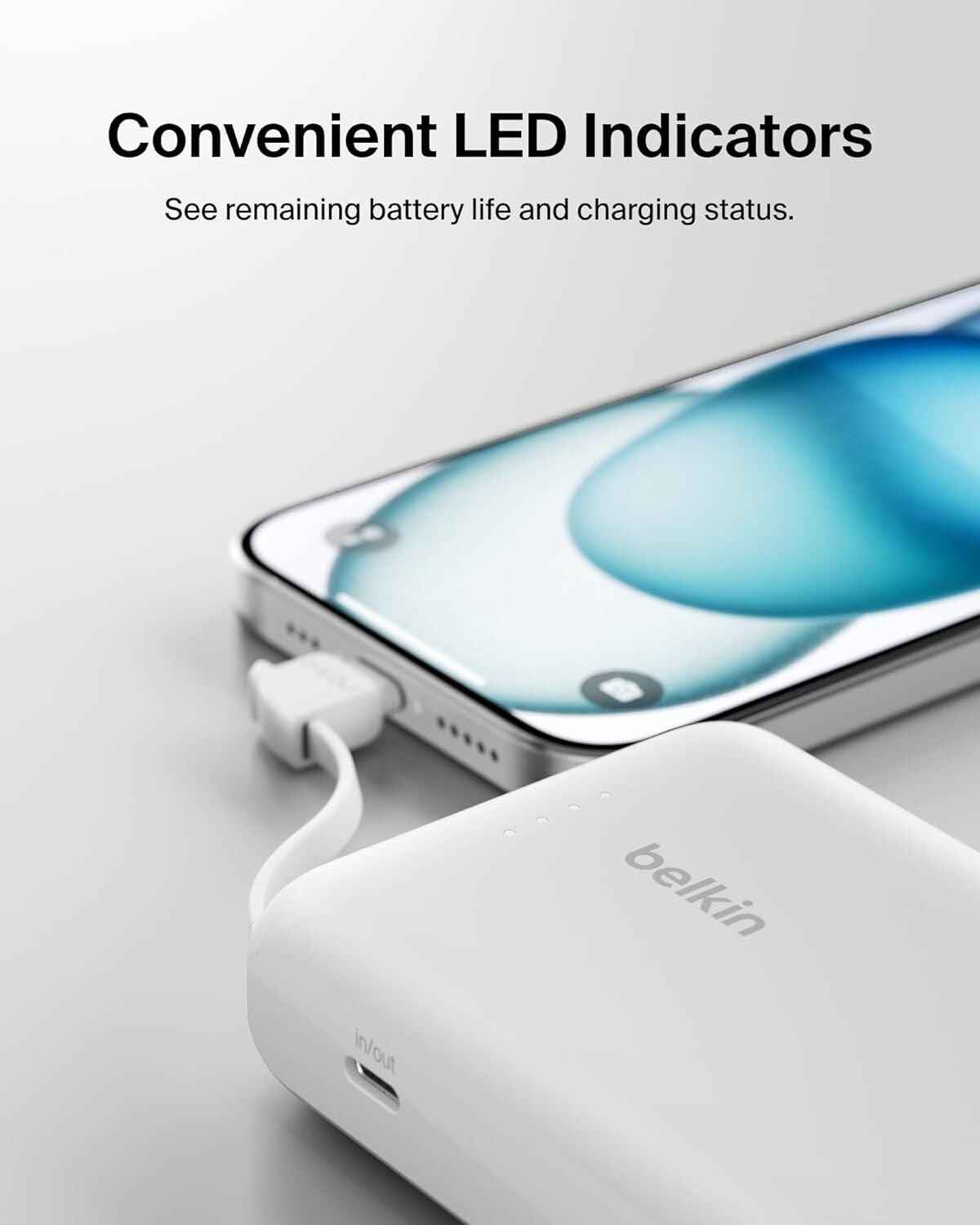 10K 20W Belkin Power Bank Portable Power Bank Integrated Cable PD