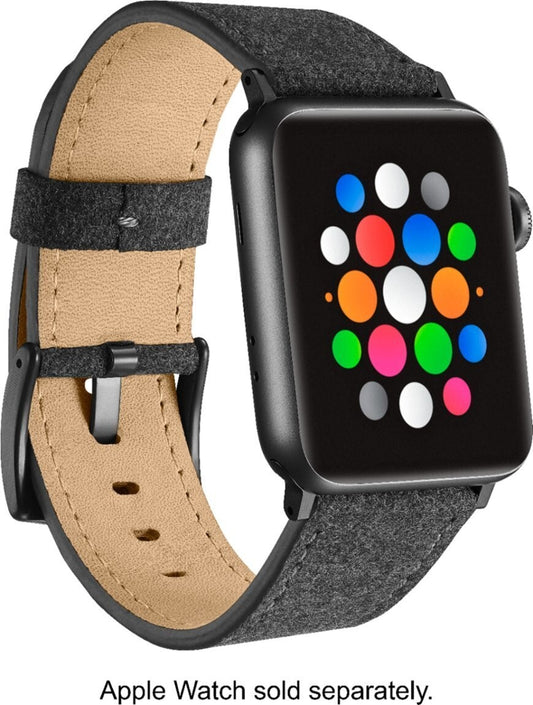 Platinum Fabric Watch Strap Apple Watch 42mm 44mm Dark Gray