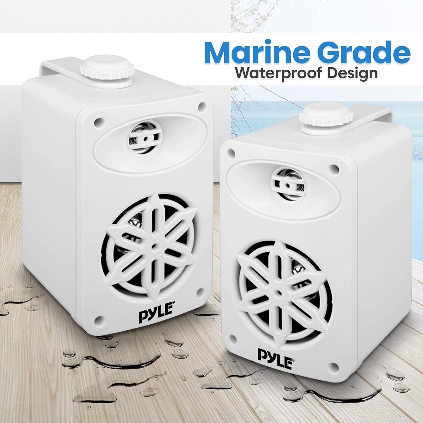 PDWRBT36WT PyleHome 35 2-Way Wireless Bluetooth Speaker System White