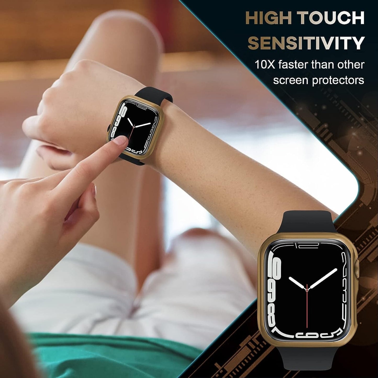Hard PC w Tempered Glass Screen Protector Compatible w Apple Watch