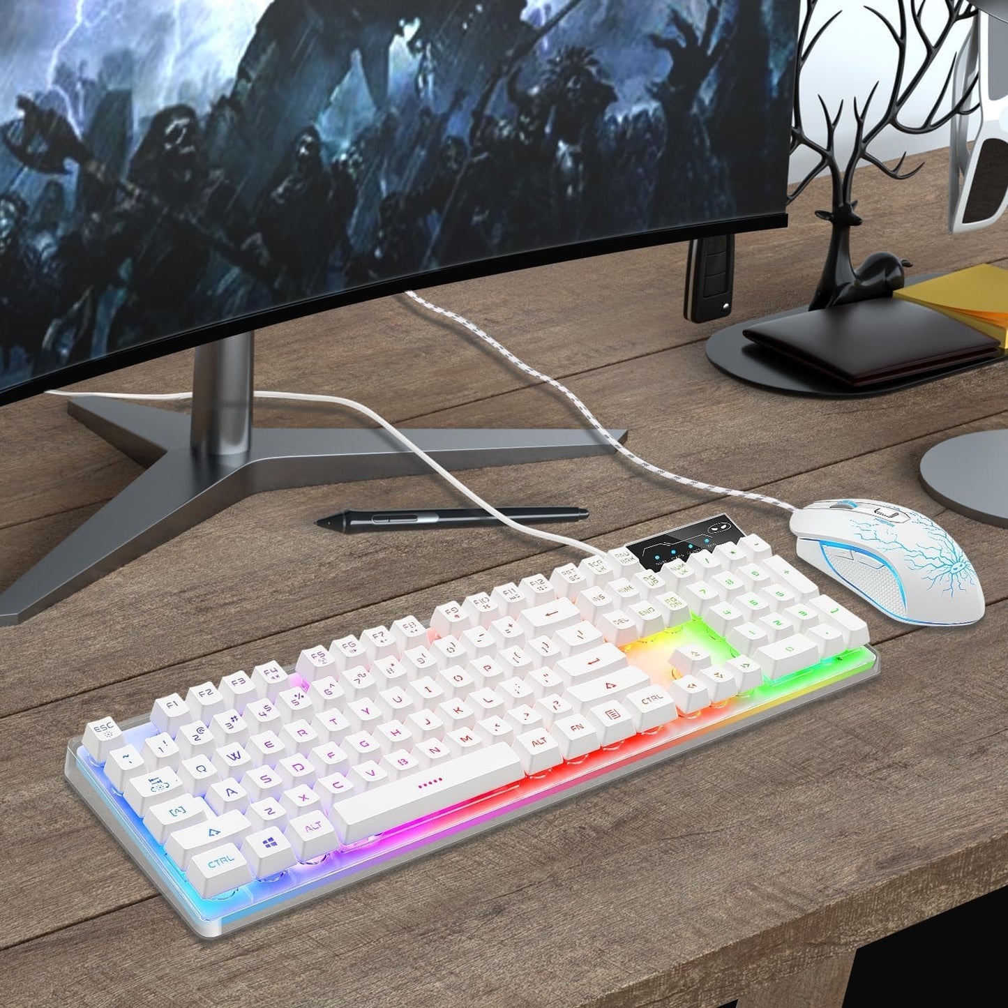 Gaming Keyboard and Mouse Combo, K1 RGB LED Backlit Keyboard with 104 Key for PC