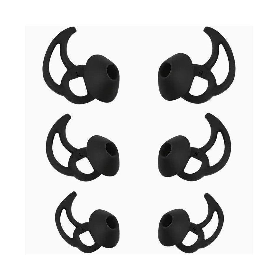 3 Pairs Ear Tips for Bose QuietComfort/Sport Earbuds – S/M/L Silicone Black