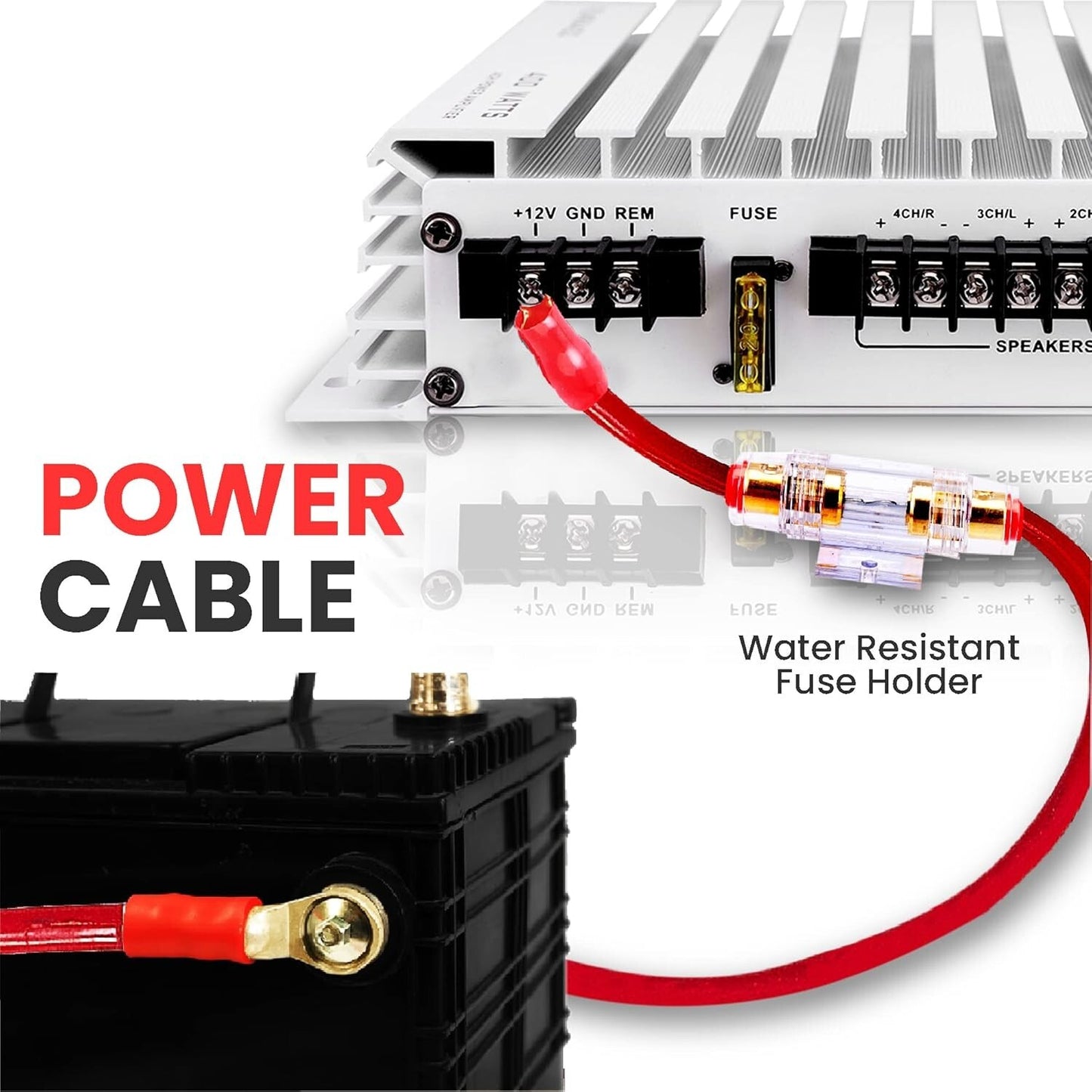 Car Audio Wiring Kit 20Ft 8 Gauge Power Wire Watt Amplifier Hookup Ba