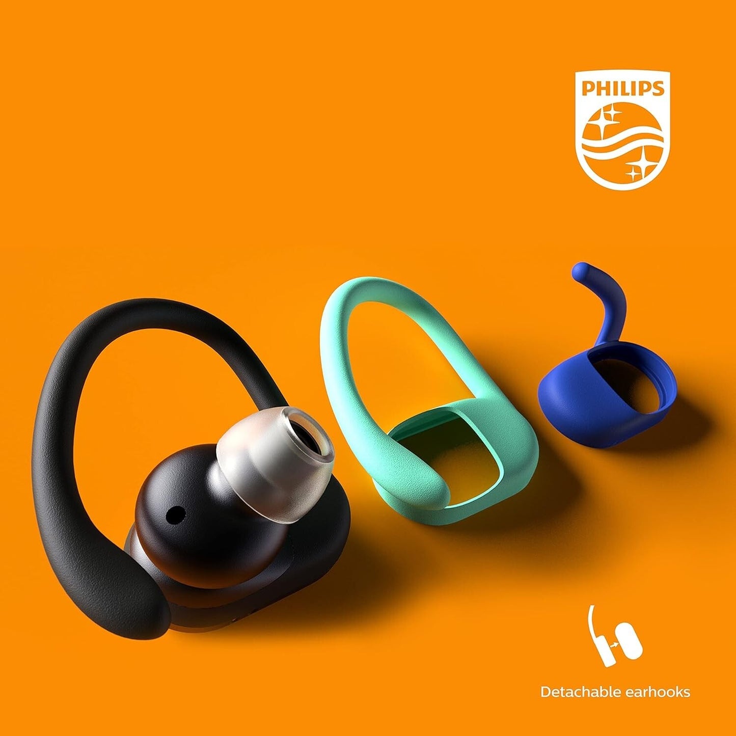 A7306 TAA7306BK Philips Go True Wireless Sports Headphones w Ear Hooks