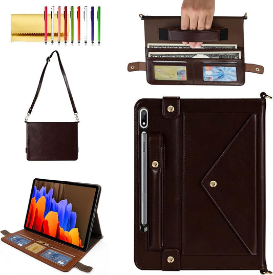 Galaxy Tab S10–S7 11" Handbag Case – Techcircle Wallet Cover, Strap, Pen Holder