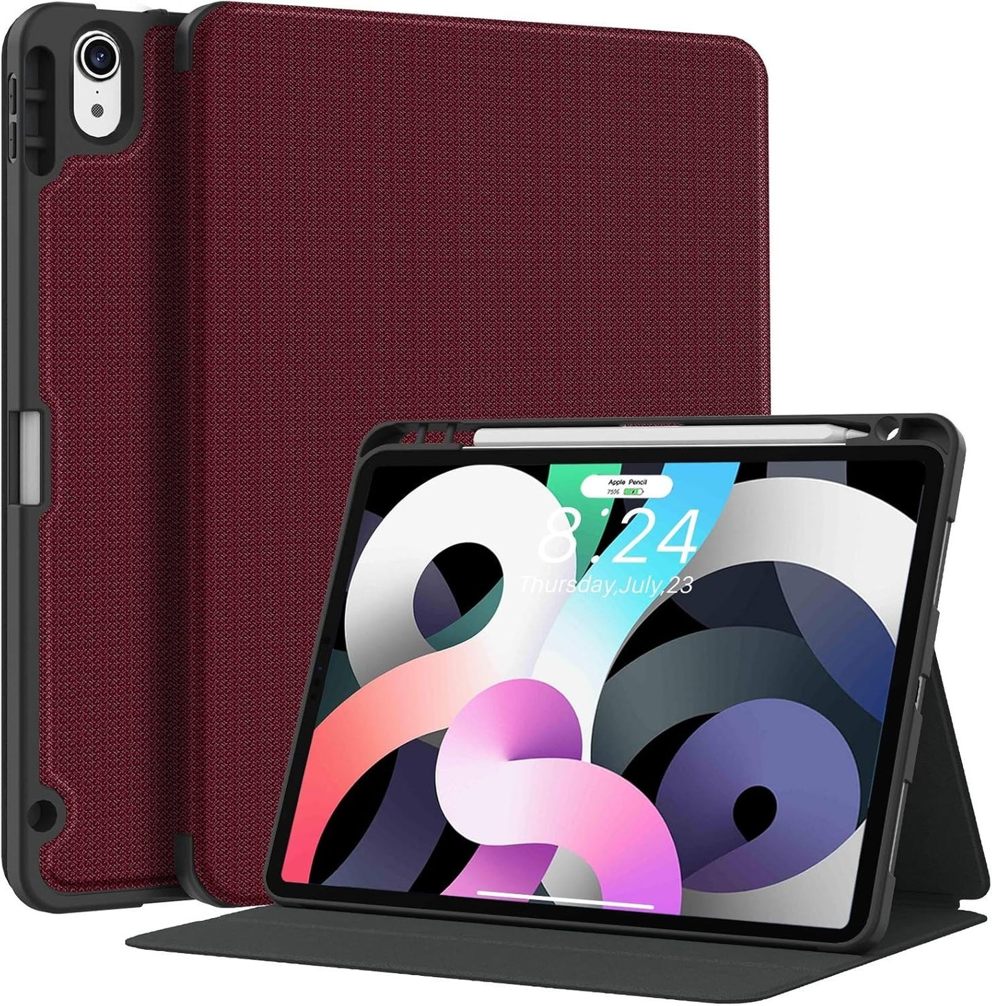 Supveco iPad Air 11" (M3/M2) & 10.9" (5th/4th Gen) Shockproof Folio Case – Wine