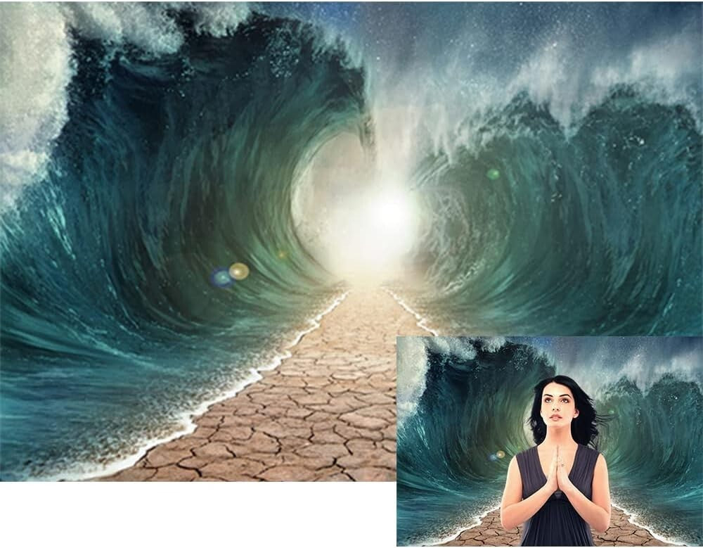 Moses Divided Sea Pathway Photography Background Judaism Catholic 9x6 ft