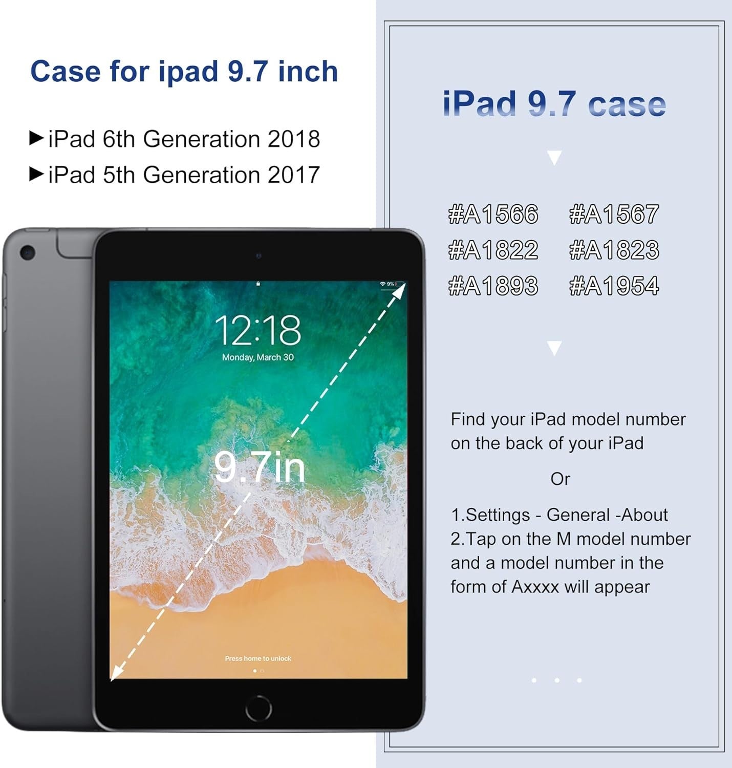 JOGUIIA iPad 9.7" Kids Case – Fits 6th/5th Gen, Air 1/2, Shockproof w/ Handle