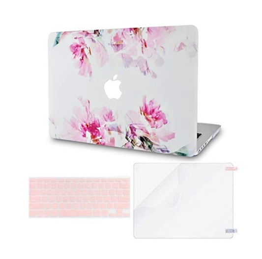 LuvCase MacBook Case Bundle – Flower 22 – w/ Keyboard Cover & Screen Protector