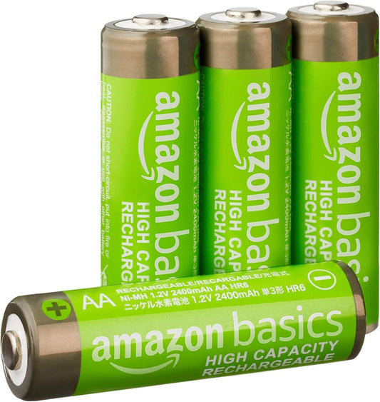 Amazon Basics 4 Pack Rechargeable Batteries AA NiMH HighCapacity 2400mAh