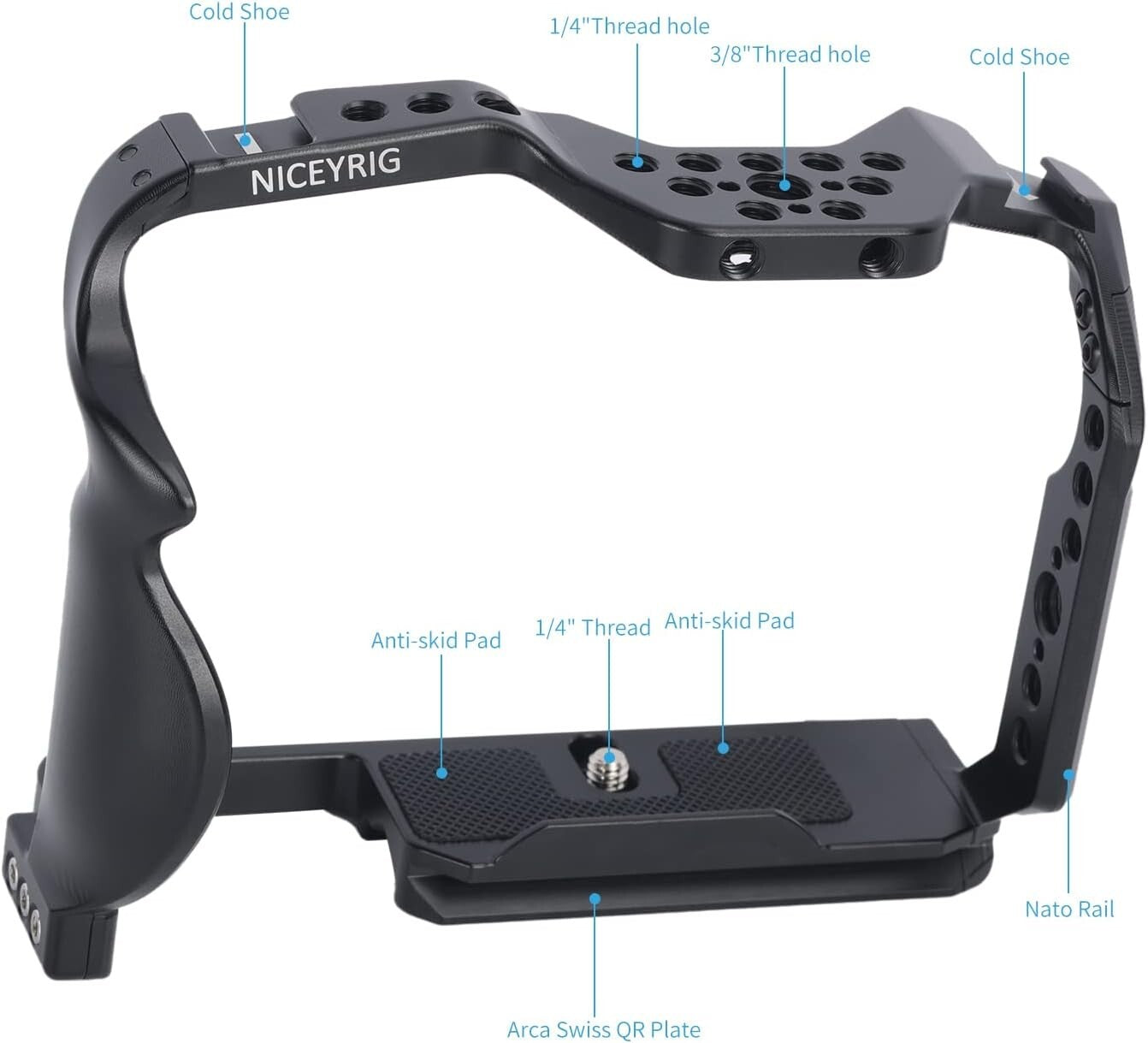 NICEYRIG GH6 Cam Cage Panasonic Lumix w Handle Handgrip