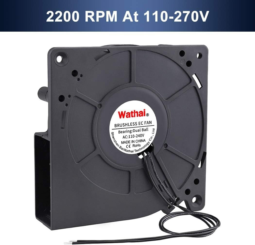 Wathai 120mm EC Blower – Dual Ball Bearing, High Airflow Fan – AC 110/115/120/22