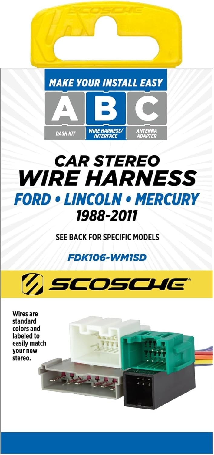 SCOSCHE FDK106 Car Stereo Connector – Fits 1994-Up Ford, Lincoln, Mercury Models