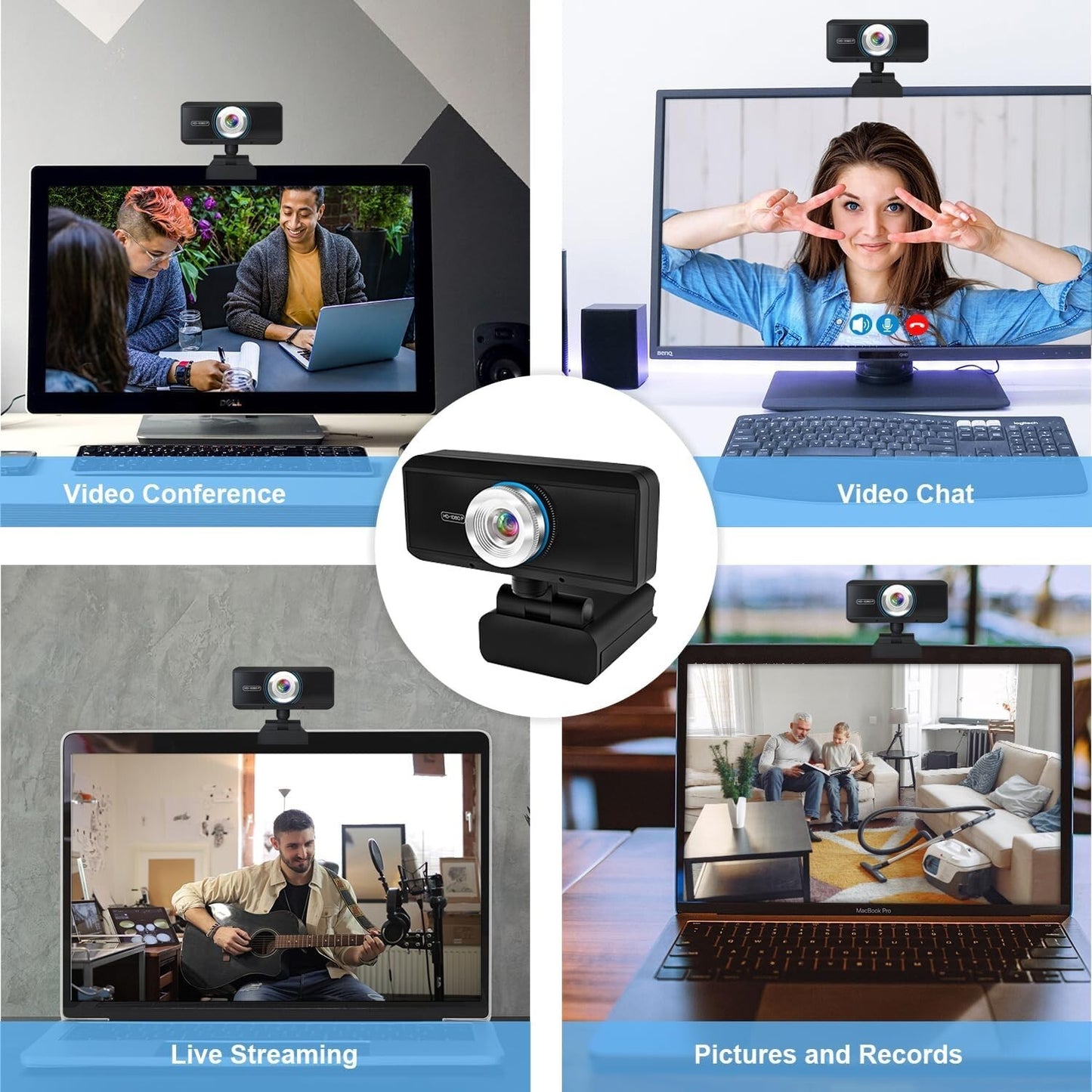 CMOS 1080P Webcam Full HD w Mic Laptop Skype PC Windows 10