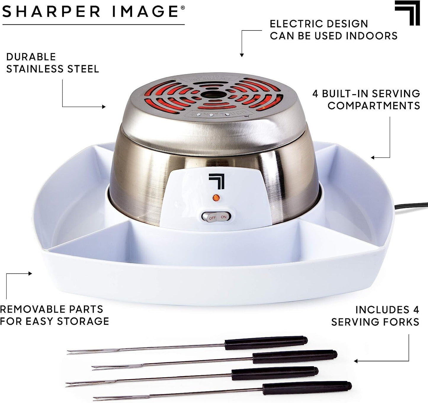 SHARPER IMAGE Electric Tabletop Smores Maker Indoors 6 Piece Set