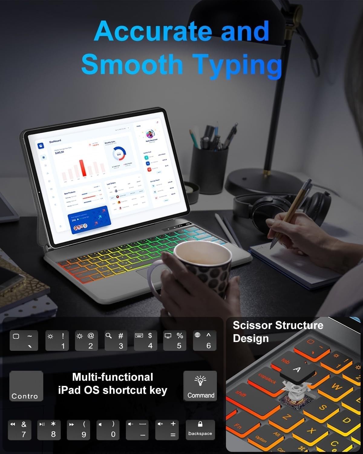 11" Keyboard Case for iPad Air M3/M2 & Pro 11 Gen1-4 w/ Multi-Touch Trackpad