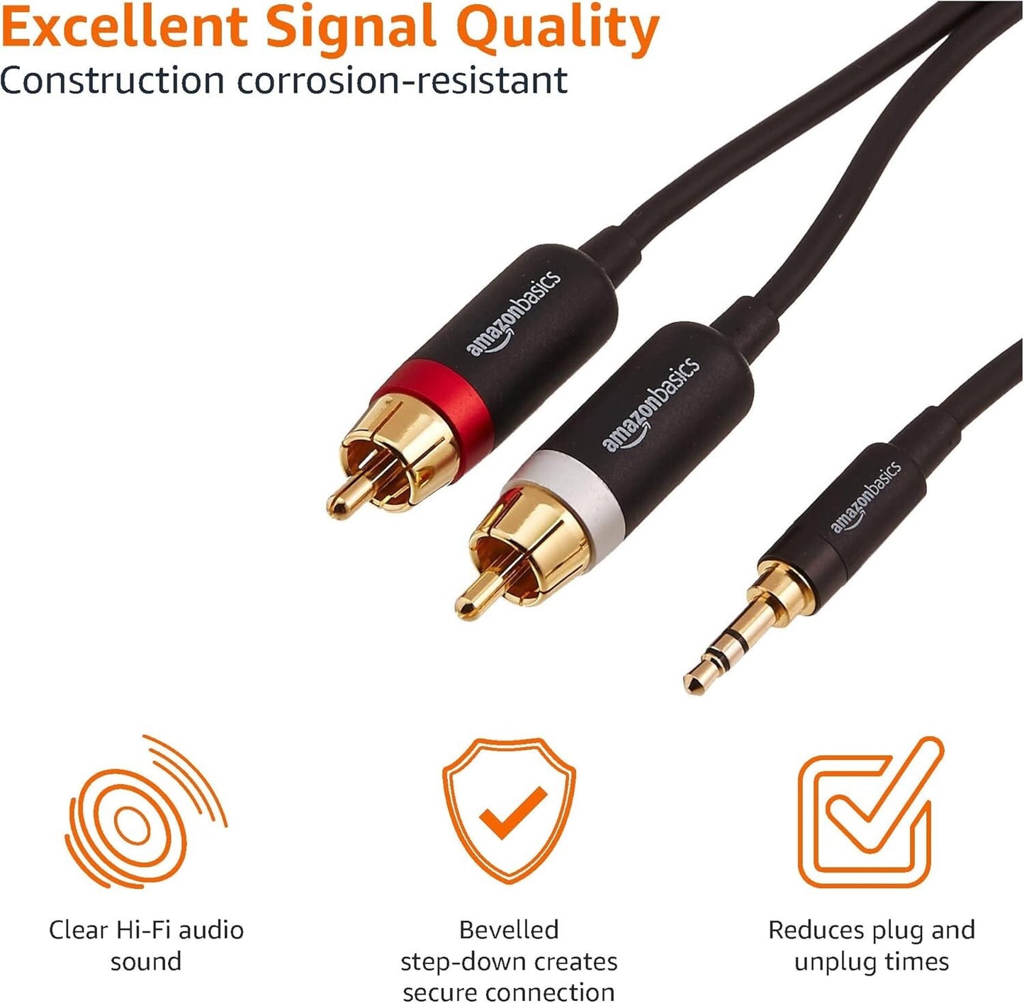 RCA Amazon Basics 35 Aux To 2 X Adapters Audio Cable Amplifiers Active