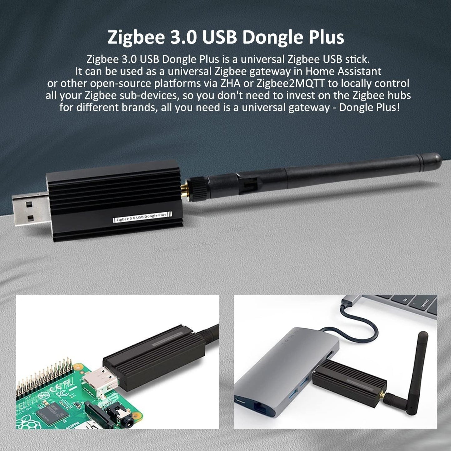Zigbee 3.0USB Dongle Plus-E Gateway w/ Antenna Universal Zigbee Adapter for Home
