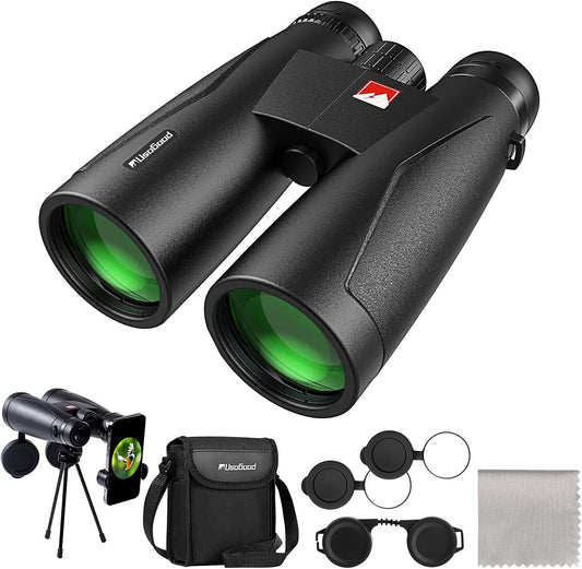 IPX7 Usogood 12x50 HD Binoculars Adults Tripod Phone Adapter Profe
