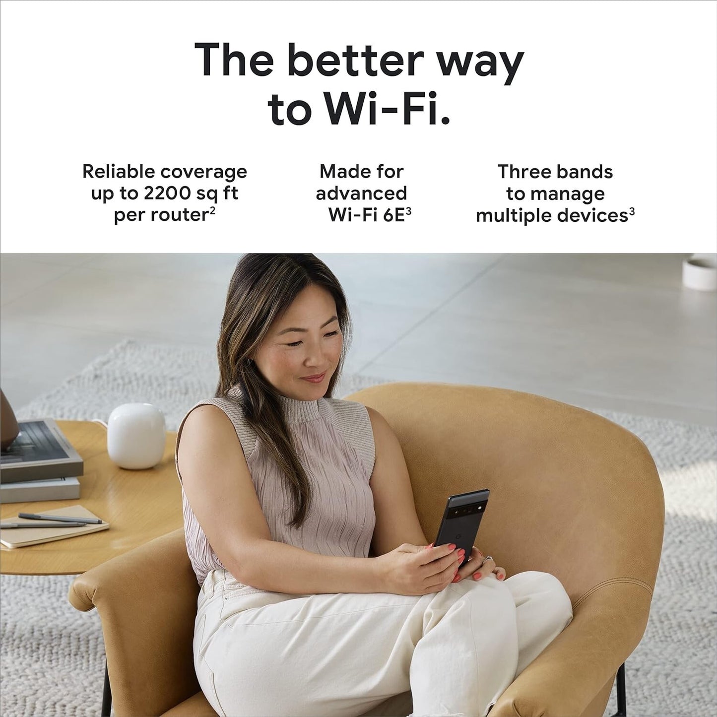 Google Nest WiFi Pro WiFi 6E Reliable Home WiFi System w Fast Speed Coverage