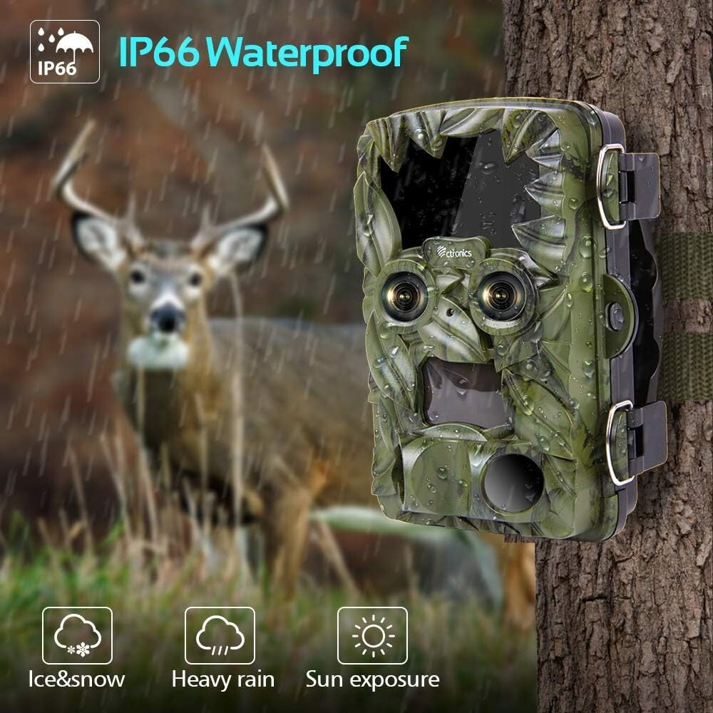 20MP Ctronics Trail Camera DualLens Starlight Night Vision 4K Wildlife