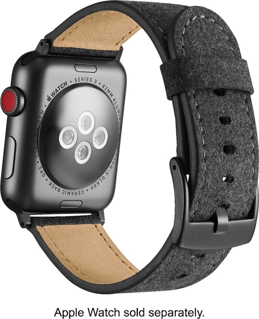 Platinum Fabric Watch Strap Apple Watch 42mm 44mm Dark Gray
