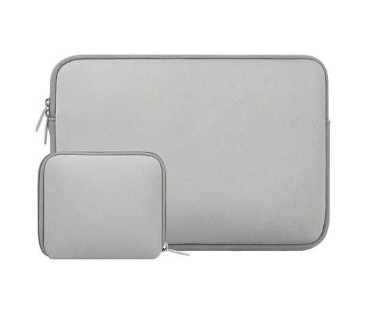 2PC Sleeve Laptop 12" x 9.25" Padded Silver Case / Sleeve Neoprene Bag + Pouch