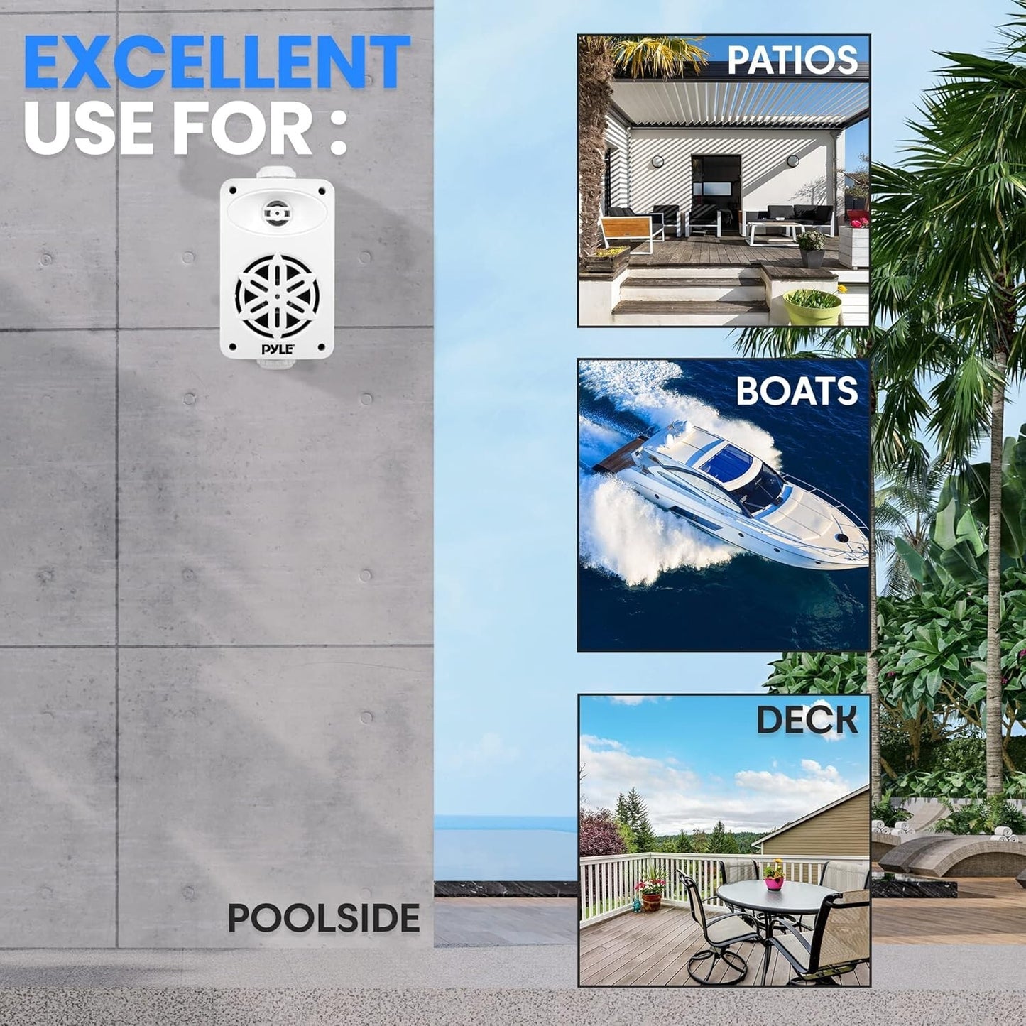 PDWRBT36WT PyleHome 35 2-Way Wireless Bluetooth Speaker System White