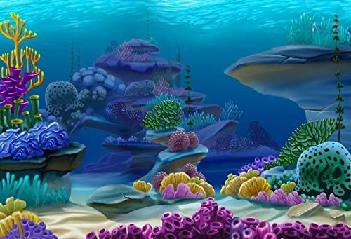 12x8ft Summer Aquarium Blue Underwater Photography Backdrop Colorful Coral Reef