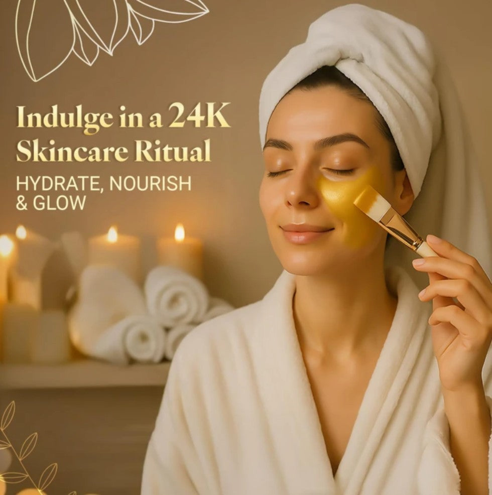 24K Gold Face Mask – Hydrating & Firming Facial Mask with Shea Butter, Hyaluroni