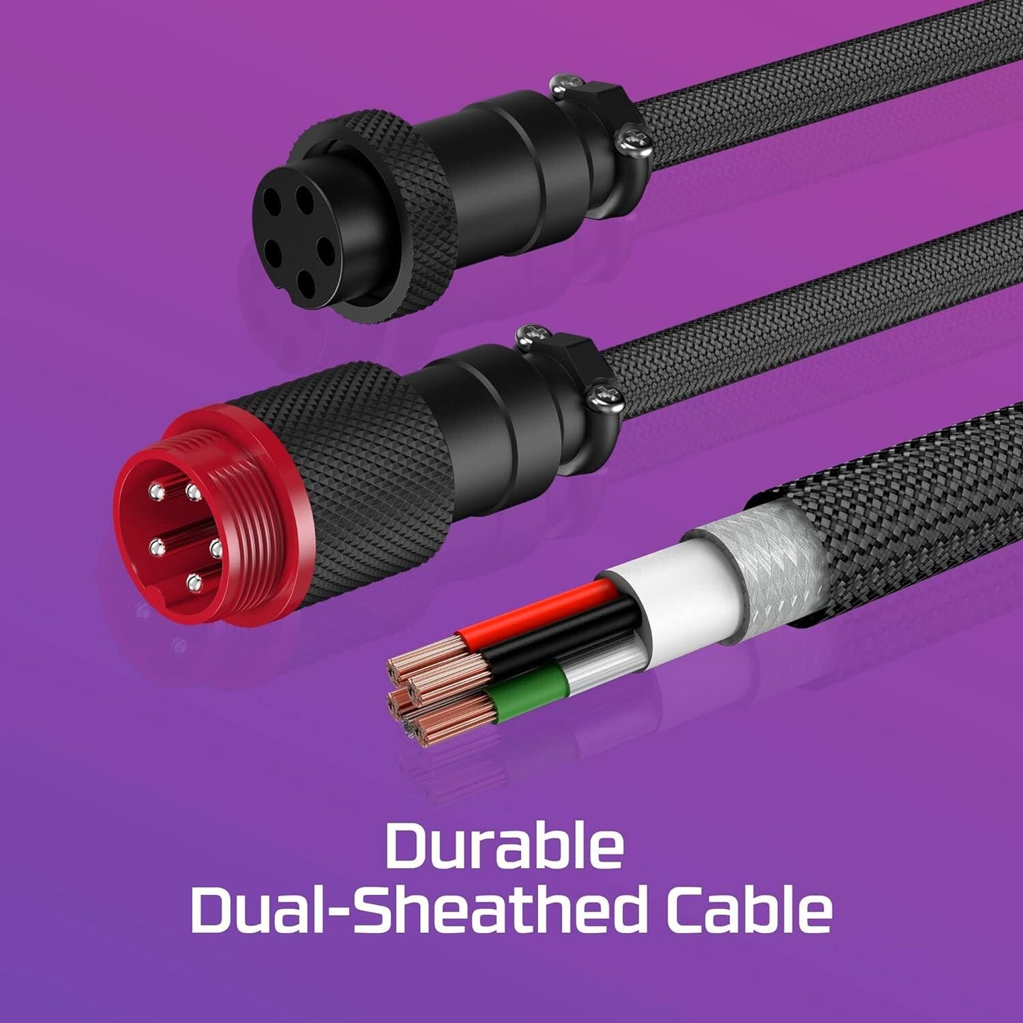 USB-C USB-A HyperX Coiled Durable Cable Stylish 5Pin Aviator Connector to