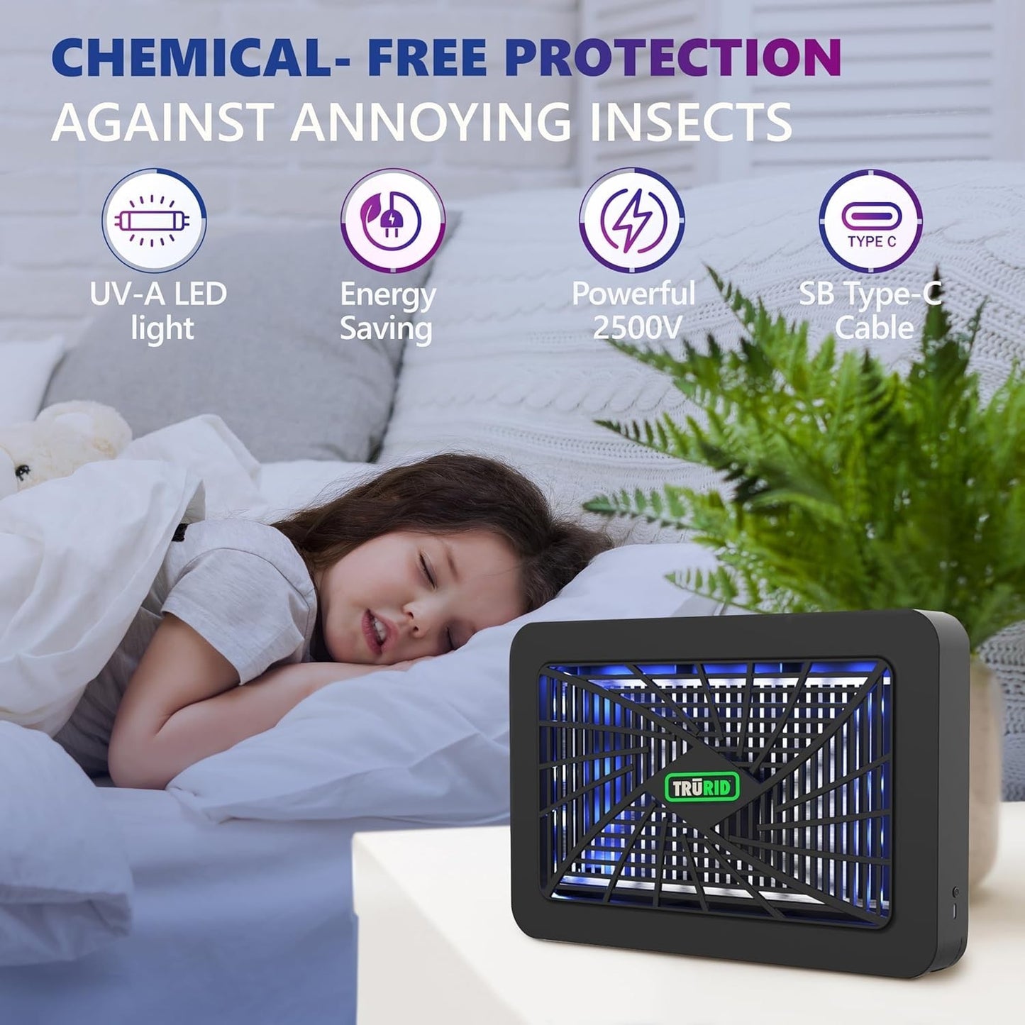 Indoor Bug Zapper – Electric Mosquito & Fly Killer Trap with UV-A LED Light