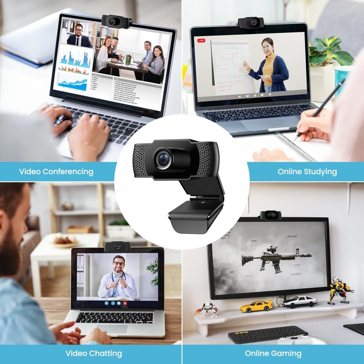 1080P USB wansview Webcam w Mic HD Webcam PC Laptop Web cam w Privacy
