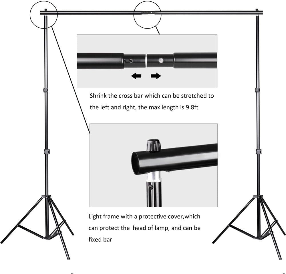 SLOW DOLPHIN Photo Video Studio 10x7ftWxHAdjustable Backdrop Support system