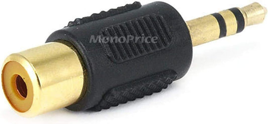 107147 RCA Monoprice 35mm Stereo Plug to Jack Adaptor Gold Plated Black