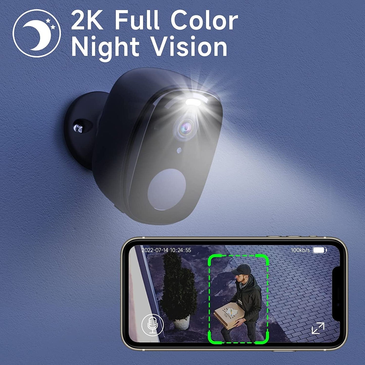 2-Pack Security Cameras Outdoor Wireless Battery Powered WireFree Spotlight Cam