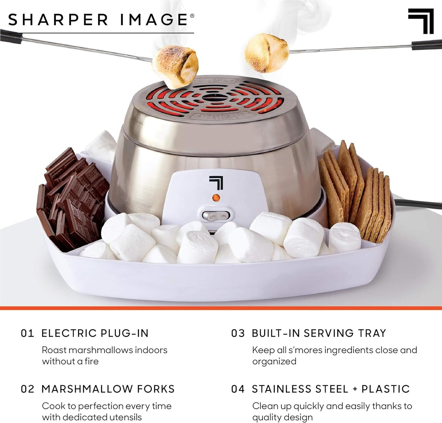 SHARPER IMAGE Electric Tabletop Smores Maker Indoors 6 Piece Set