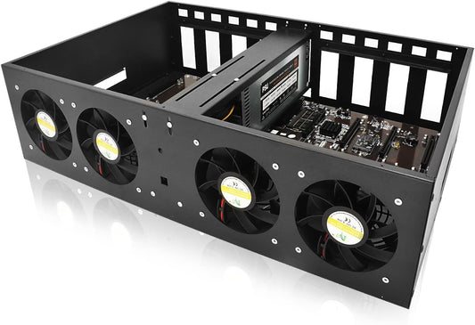AXOTEN GPU 8 Mining Rig Frame 68mm Slots Power Supply Without