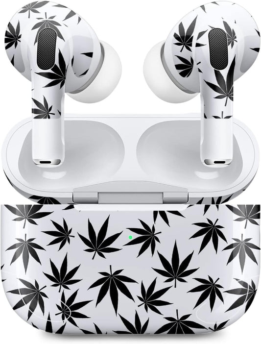 MightySkins 2 Pack Skins Compatible Apple AirPods Pro 2 Pot Leaves Black