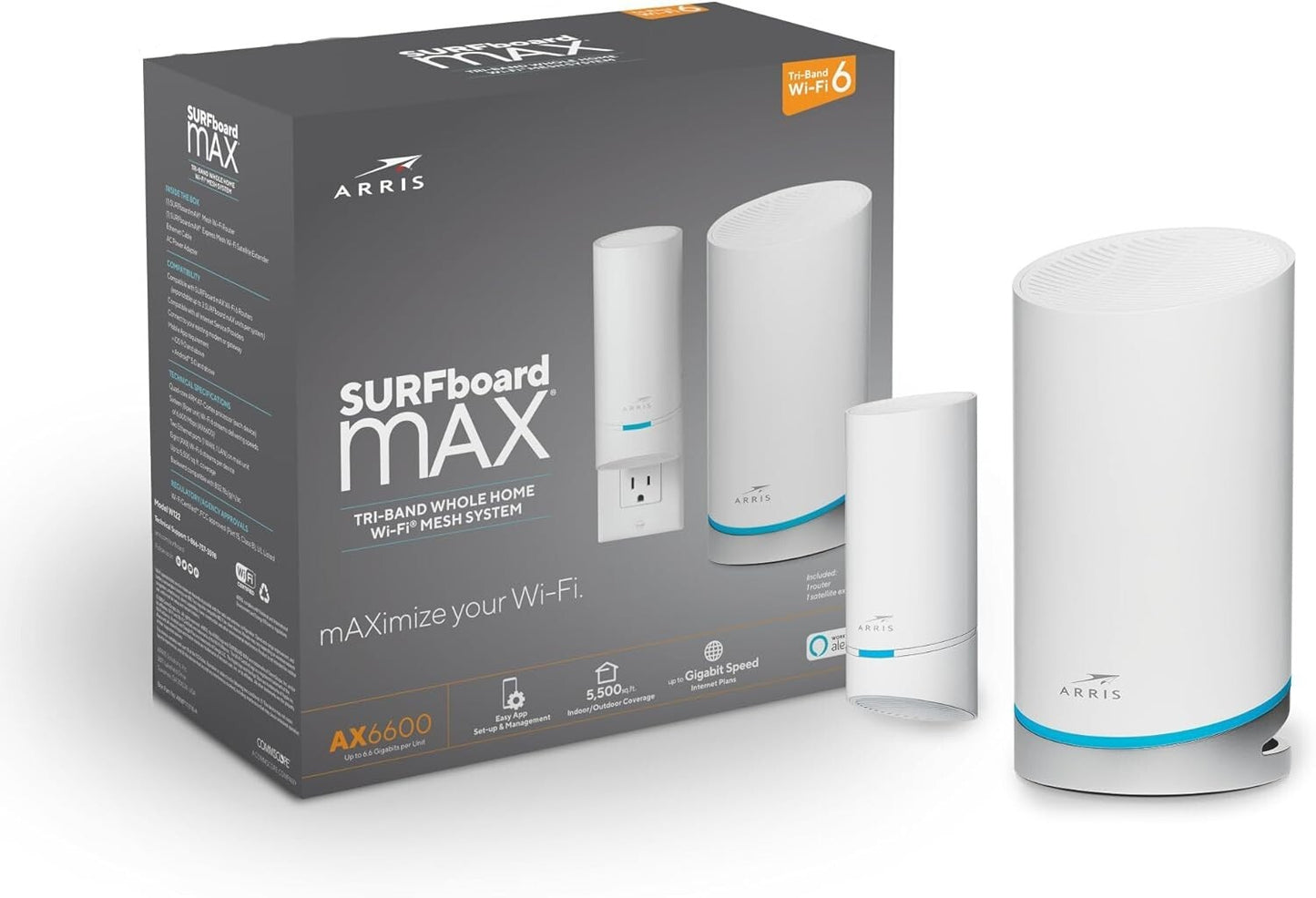 ARRIS W122 Surfboard mAX Mesh WiFi 6 System Speeds up to 66 Gbps Cover