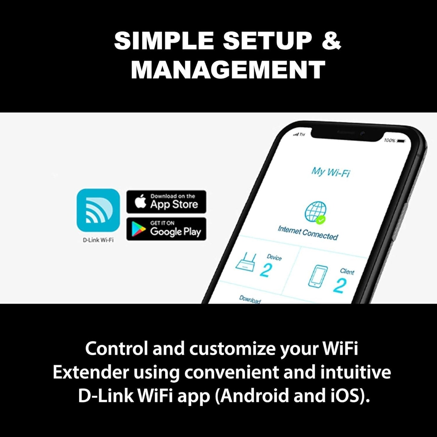 AX1800 2600 DLink Mesh WiFi 6 Range Extender sqft Dual Band Repeater
