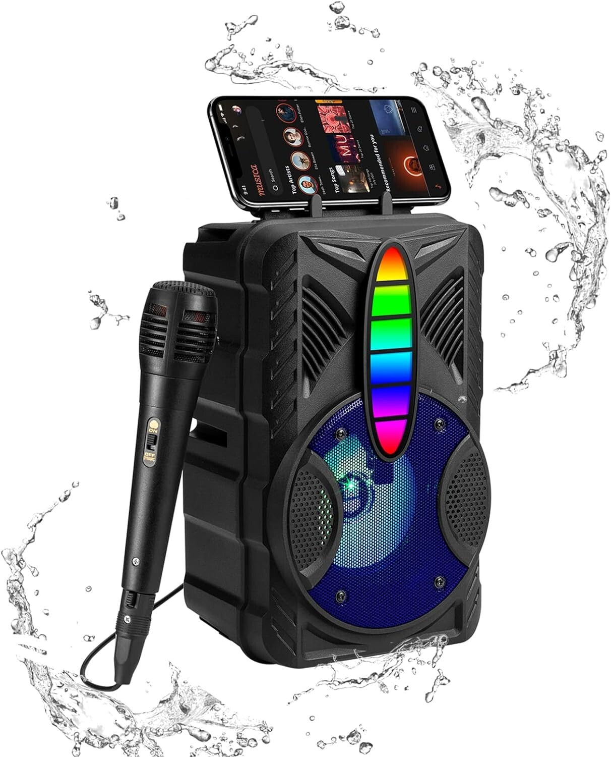 Bluetooth Speaker IPX5 Waterproof w/ HD Sound RGB Multi-Colors Rhythm Lights 8h