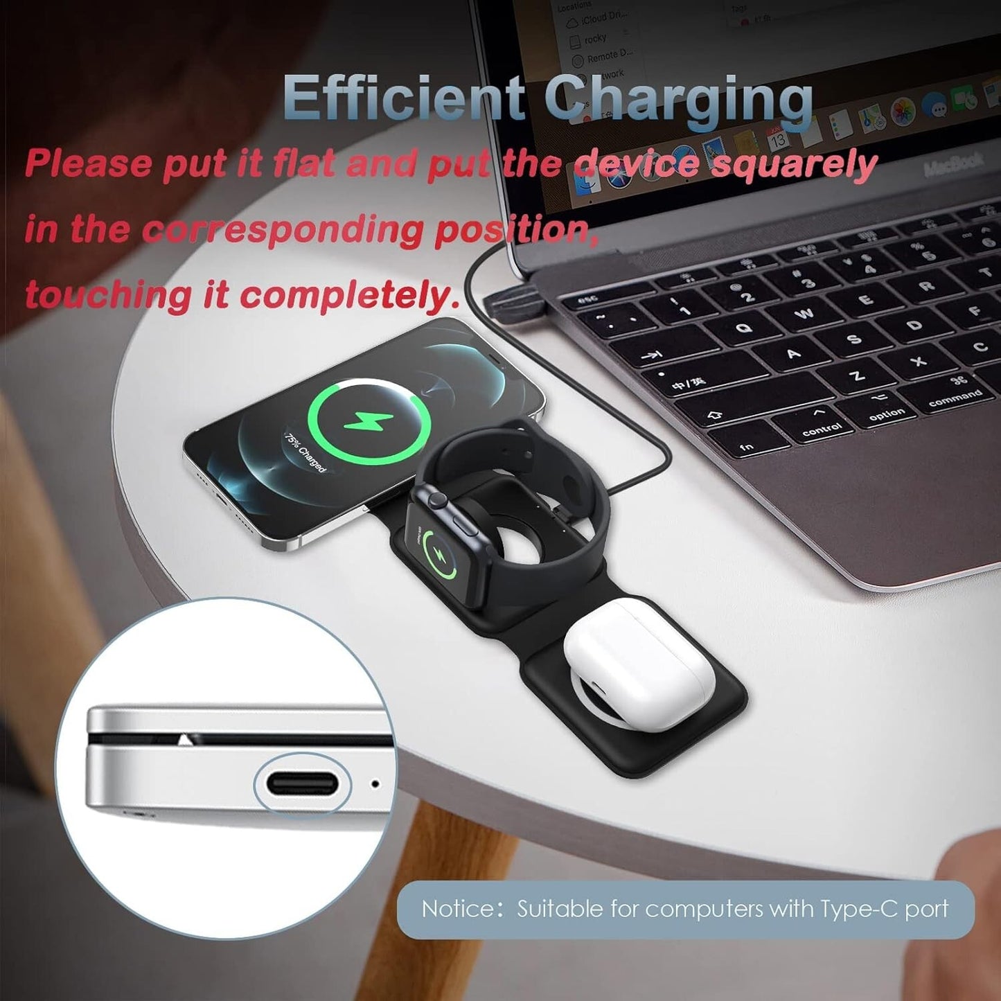 OEM 3 in 1 Foldable Wireless Charger Ankilo Magnetic Fast Charging Pad