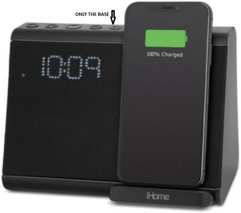 USB iHome Wireless Fast Qi Charging Bluetooth Dual Alarm Clock iBTW390