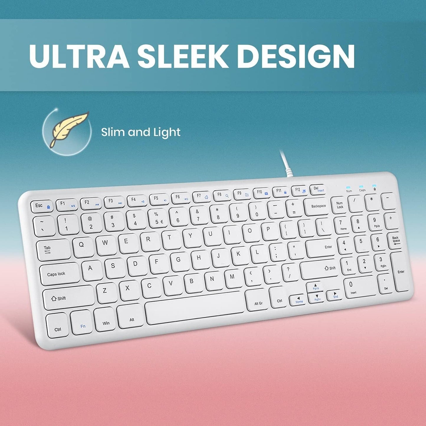 PERIBOARD-213W USB Perixx Wired Quiet Scissor Keyboard
